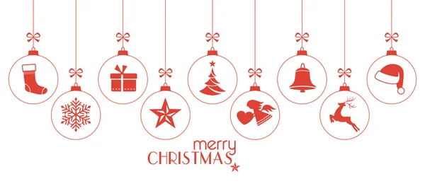 Monocromo rojo bolas de Navidad, adornos de Navidad — Vector de stock