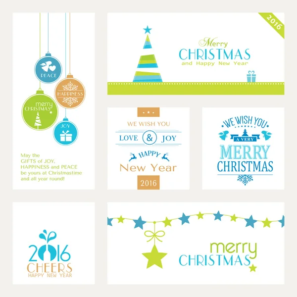 Set of flat Christmas and New Years banners on white — Stock Vector