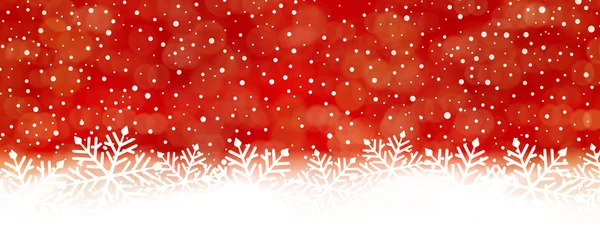 Fondo de copo de nieve rojo abstracto, panorama — Vector de stock