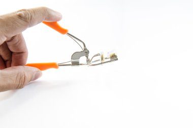 klip kirpik tutan adamın elini