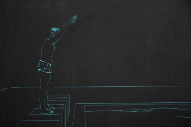 Star için suya atlamak başlar bir yüzücü çizim