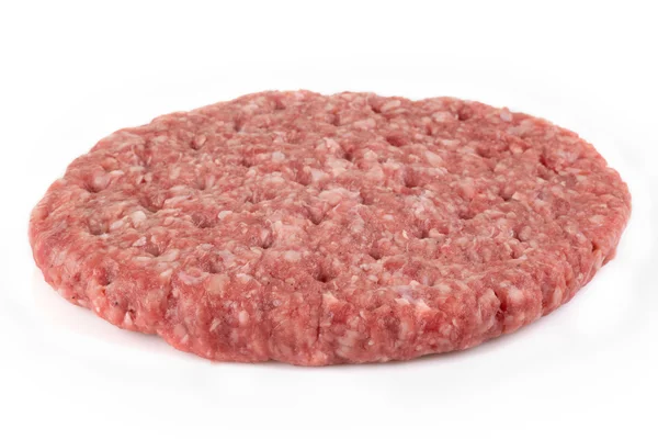 Verse rauwe Hamburger geïsoleerd op een witte — Stockfoto