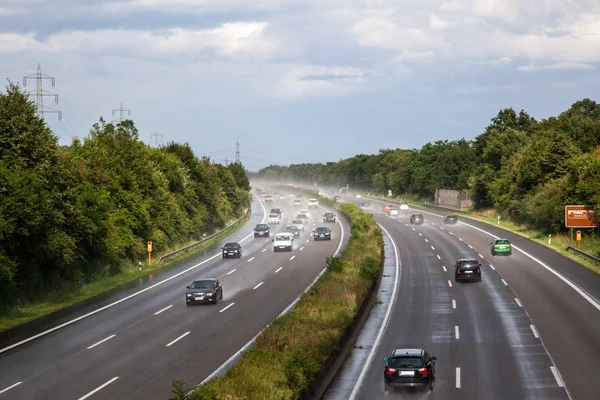 Våta tysk motorväg — Stockfoto