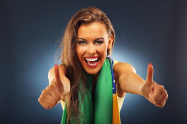 Bayrakla tezahürat mutlu Brezilya fan