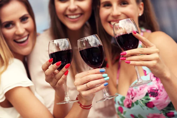 Grupo de amigos con vino — Foto de Stock