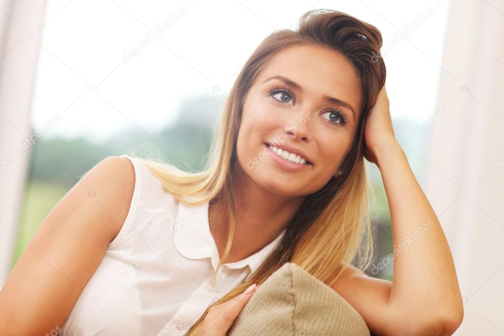 young woman on couch