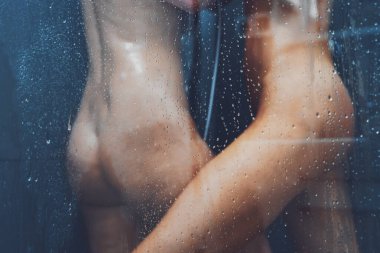 İki güzel çıplak kız duş alıyor.