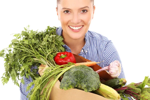 Mulher com legumes — Fotografia de Stock