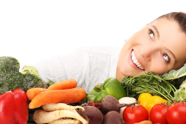 Mujer y verduras — Foto de Stock