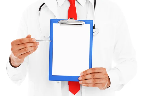 Brzuch lekarz trzymając folderu — Zdjęcie stockowe