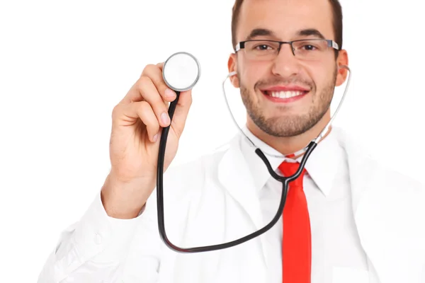 Blurry doctor with stethoscope — Stock Photo, Image