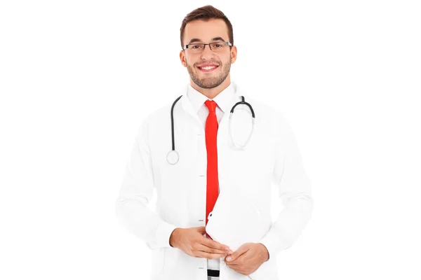 Doctor holding laptop — Stock Photo, Image