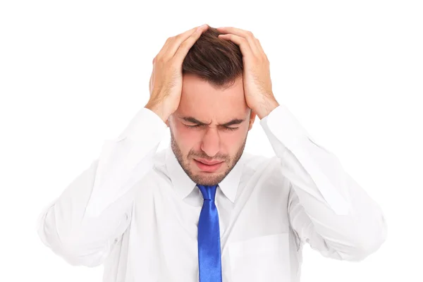 Empresário estressado com dor de cabeça — Fotografia de Stock