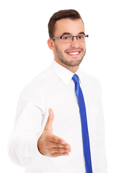 Happy businessman greeting someone — Stock Photo, Image