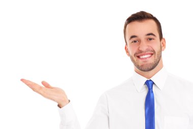 empresario mostrando algobir şey gösteren işadamı