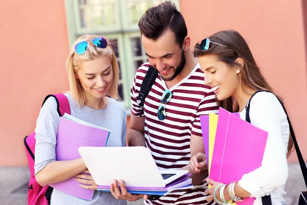 Gruppe glücklicher Studenten, die studieren — Stockfoto