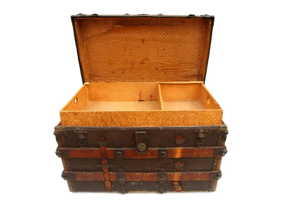 Steamer Trunk Antique Steamer Trunk Isolated White Room Text Steamer — Stock Photo, Image