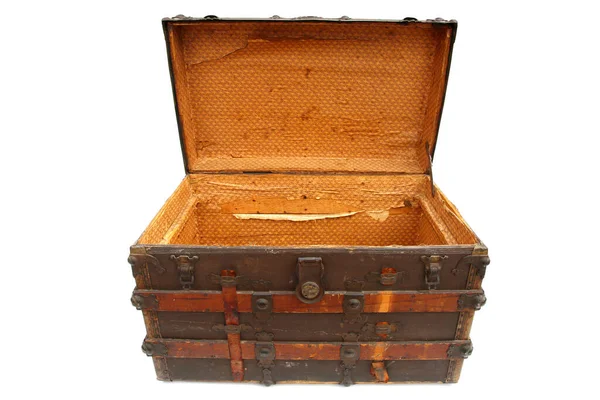 Steamer Trunk Antique Steamer Trunk Isolated White Room Text Steamer — Φωτογραφία Αρχείου