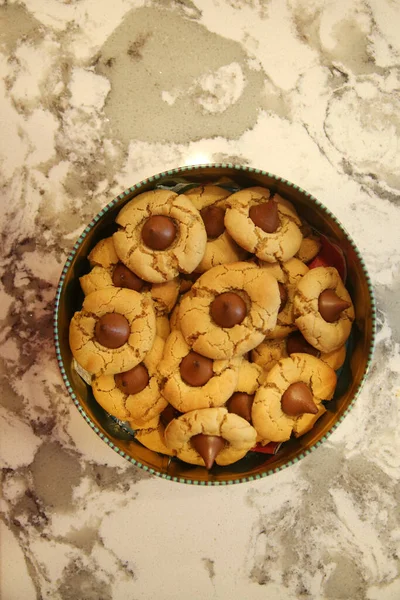 Peanut Butter Cookies Peanut Butter Blossom Cookie Chocolate Peanut Butter — Stock Photo, Image