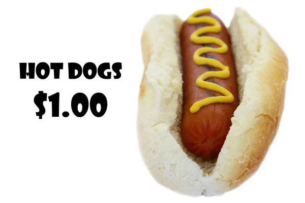 Cane Sexy Hot Dog Con Senape Isolato Bianco Spazio Messaggi — Foto Stock