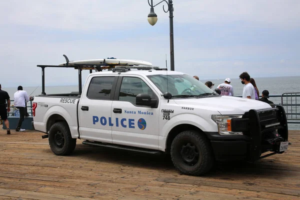 Maio 2021 Santa Monica Califórnia Eua Carro Polícia Estrada — Fotografia de Stock