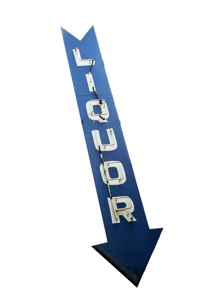 Sinal Licor Neon Sinal Seta Blue Neon Liquor Que Conduz — Fotografia de Stock