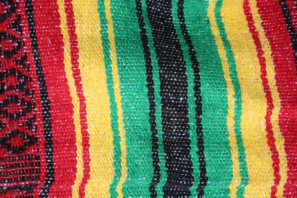 Red Yellow Green Black Handwoven Blanket Mexican Colors Blanket — Stock Photo, Image