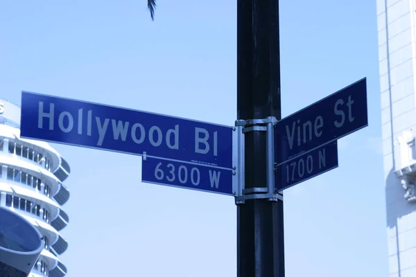 Placa Hollywood Vine Street Alguns Dos Imóveis Mais Famosos Mundo — Fotografia de Stock