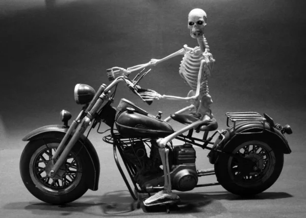 Death Rides Motorcycles While Drunk Drugs Death Rides Chopper Death — Stock Photo, Image