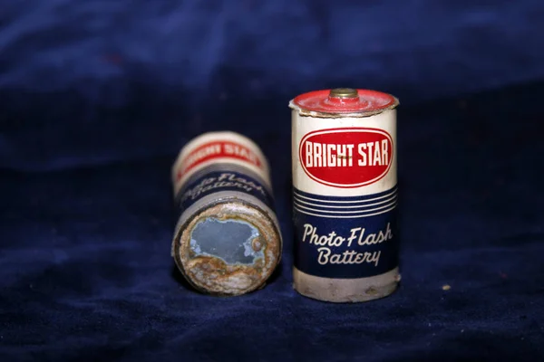 1956 Bright Star Batterien Für Einen Kamerablitz Das Recycling Alter — Stockfoto