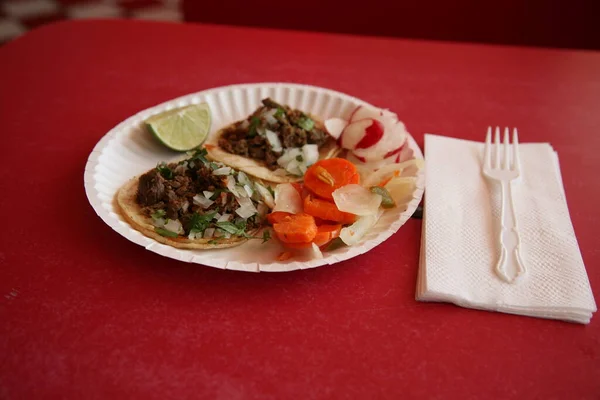 Tacos Frango Restaurante Mexicano Tacos Frango Tacos Frango Acabados Fazer — Fotografia de Stock