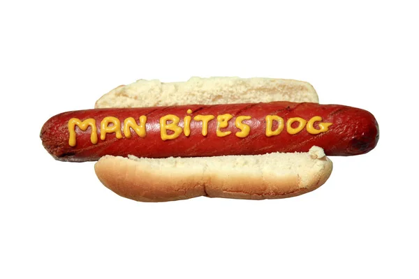 Hot Dog Hot Dog Con Mostaza Aislado Sobre Blanco Espacio — Foto de Stock