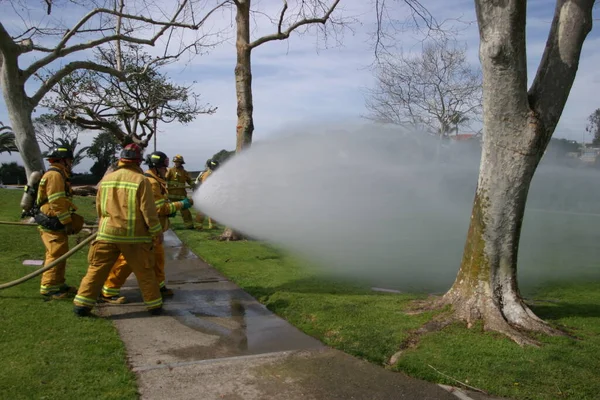 Laguna Beach Feb Brandman Rekryterar Vatten Vid Brandövningarna Det Lokala — Stockfoto