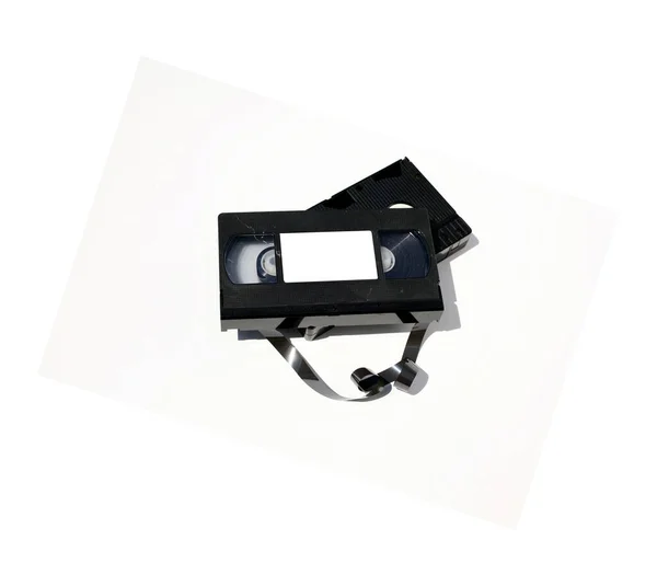 Videocassetta Vhs Cassetta Vhs Vintage Isolato Bianco Spazio Messaggi Vecchia — Foto Stock