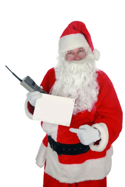 Kerstman Kerstman Geïsoleerd Wit Ruimte Voor Tekst Kerstman Poseert Voor — Stockfoto