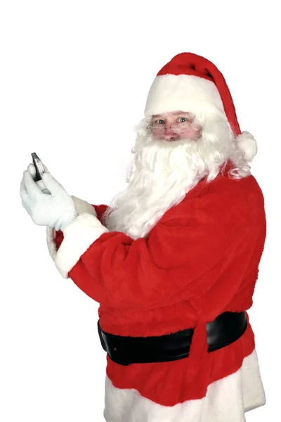 Pai Natal Papai Noel Isolado Branco Espaço Para Sms Papai — Fotografia de Stock