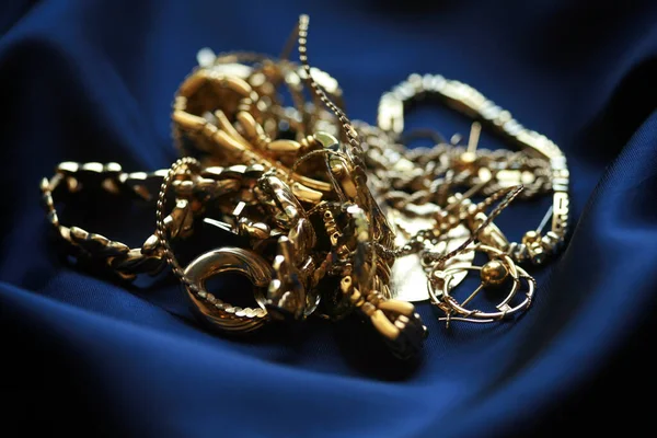 Cash Gold Cash Gold Gold Jewelry Lays Pile Cash Cash — Stock Photo, Image