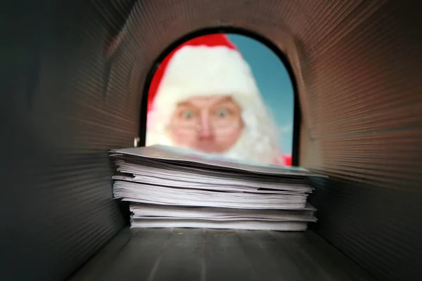 Caixa Correio Pai Natal Papai Noel Prepara Para Mail Recebe — Fotografia de Stock