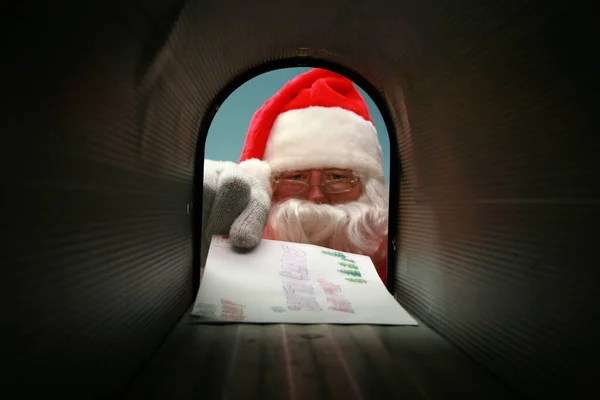 Почтовый Ящик Санта Клауса Санта Клаус Готовится Отправке Почты Получению — стоковое фото