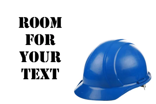 硬帽子 白人建筑工人的硬礼帽 蓝色建筑工人硬礼帽 — 图库照片