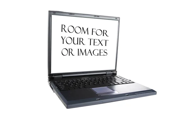 Laptop Laptop Isoliert Auf Weiß Leerer Monitor Raum Für Text — Stockfoto