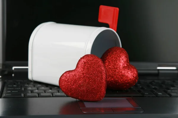 Computertoetsenbord Met Harten Online Dating Sites Match Het Maken Van — Stockfoto