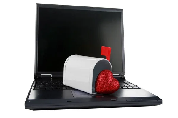 Computer Keyboard Hearts Online Dating Sites Match Making Websites Internet — Stock Photo, Image