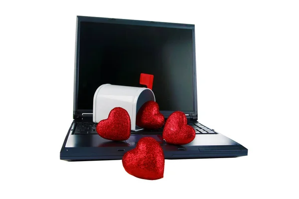 Computer Keyboard Hearts Online Dating Sites Match Making Websites Internet — Stock Photo, Image