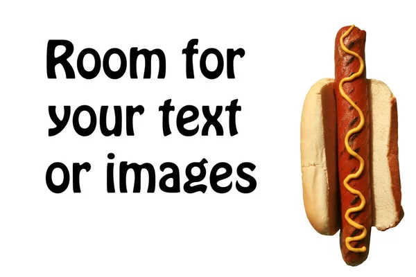 Hot Dog Hot Dog Mustard Isolated White Room Text Hot — ストック写真