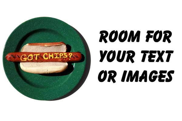 Hot Dog Hot Dog Mustard Isolated White Room Text Hot — Fotografia de Stock