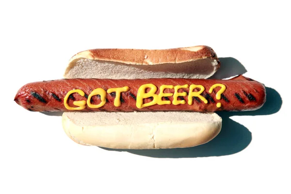 Hot Dog Hot Dog Mustard Isolated White Room Text Hot — Zdjęcie stockowe