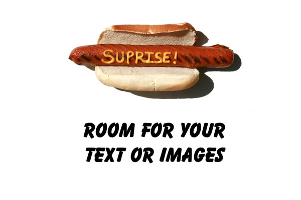 Hot Dog Hot Dog Mustard Isolated White Room Text Hot — ストック写真