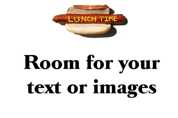 Hot Dog Hot Dog Mustard Isolated White Room Text Hot — 图库照片