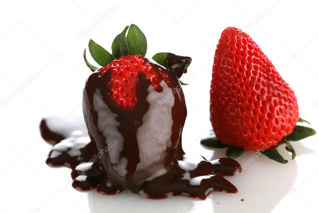 Strawberry. isolated on white. Fresh Picked. Vine Ripened Strawberry. isolated on white. room for your text.  chocolate covered strawberry. Tasty ripe red strawberries. strawberry 